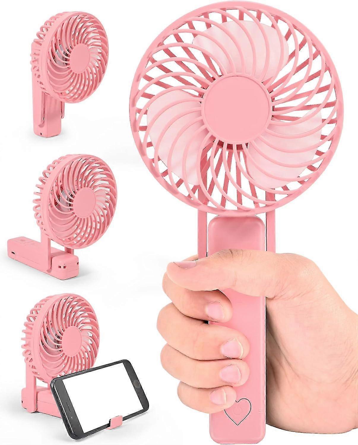 USB Handheld Fan - Foldable Portable Fan with Lanyard, Small Handheld Fan, 12 Hour Rechargeable Battery Life, Quiet and Powerful Handheld Fan
