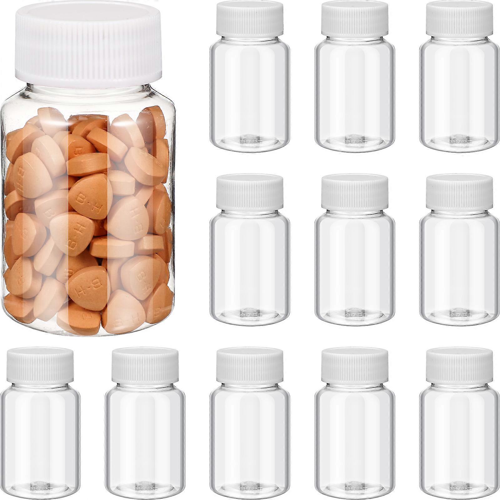 12Pcs 80ml PET Pill Container Bottles Chemical Medicine Tablet Storage Holder Pill Dispenser with White