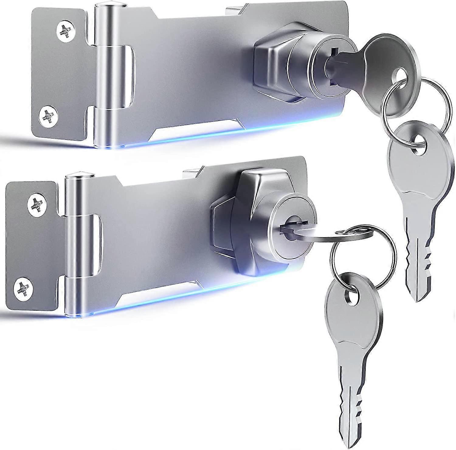 Cabinet Locks With Keys Door Latch - Hasp Lock For Drawers Cabinets Closets Toolbox Fridges, Padlock Latch Hasp Lock For Small Shed Fence Wooden Doubl