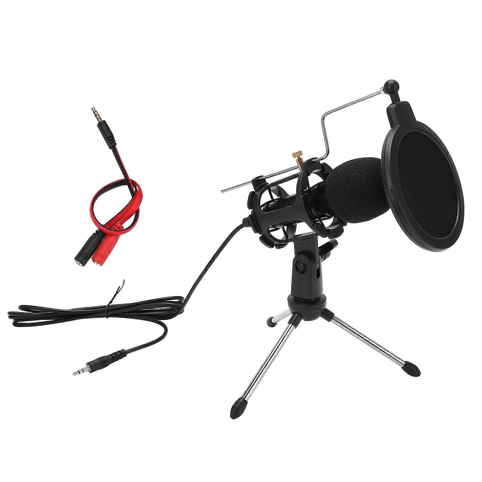 USB Computer Microphone Cardioid Condenser Mic Kit with Foldable Tripod for Studio Recording