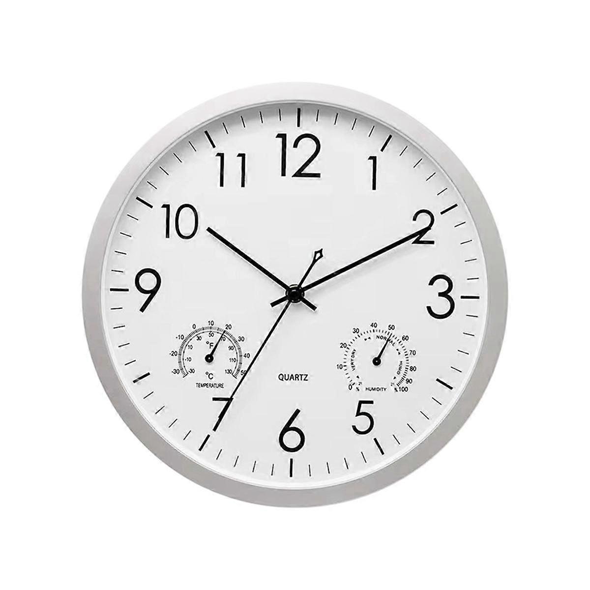 Decorative Round Outdoor Clock with Thermometer and Hygrometer Large Wall Clock Elegant Retro Silen
