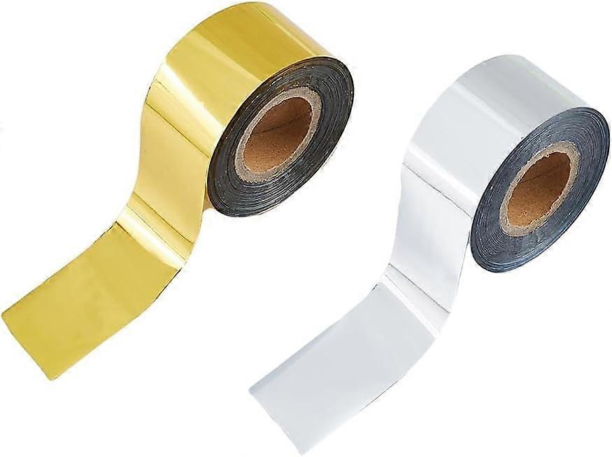 2Rolls 2Colors Hot Stamping Foil Paper 394 inch PU Heat Transfer Anodized Gilded Paper 1.18" Width Toner Reactive Foil Roll for Craftwork Scrapbooking