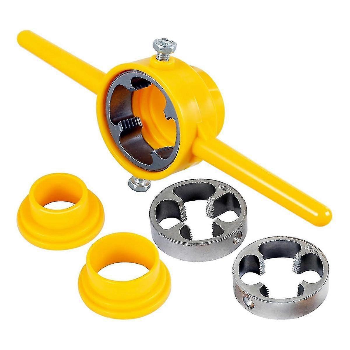 6Pcs PVC Thread Maker Tool, com 1/2 polegadas 3/4 polegadas 1 polegada morre reutilizável PVC pipe threader encanamento, matriz redonda para PVC