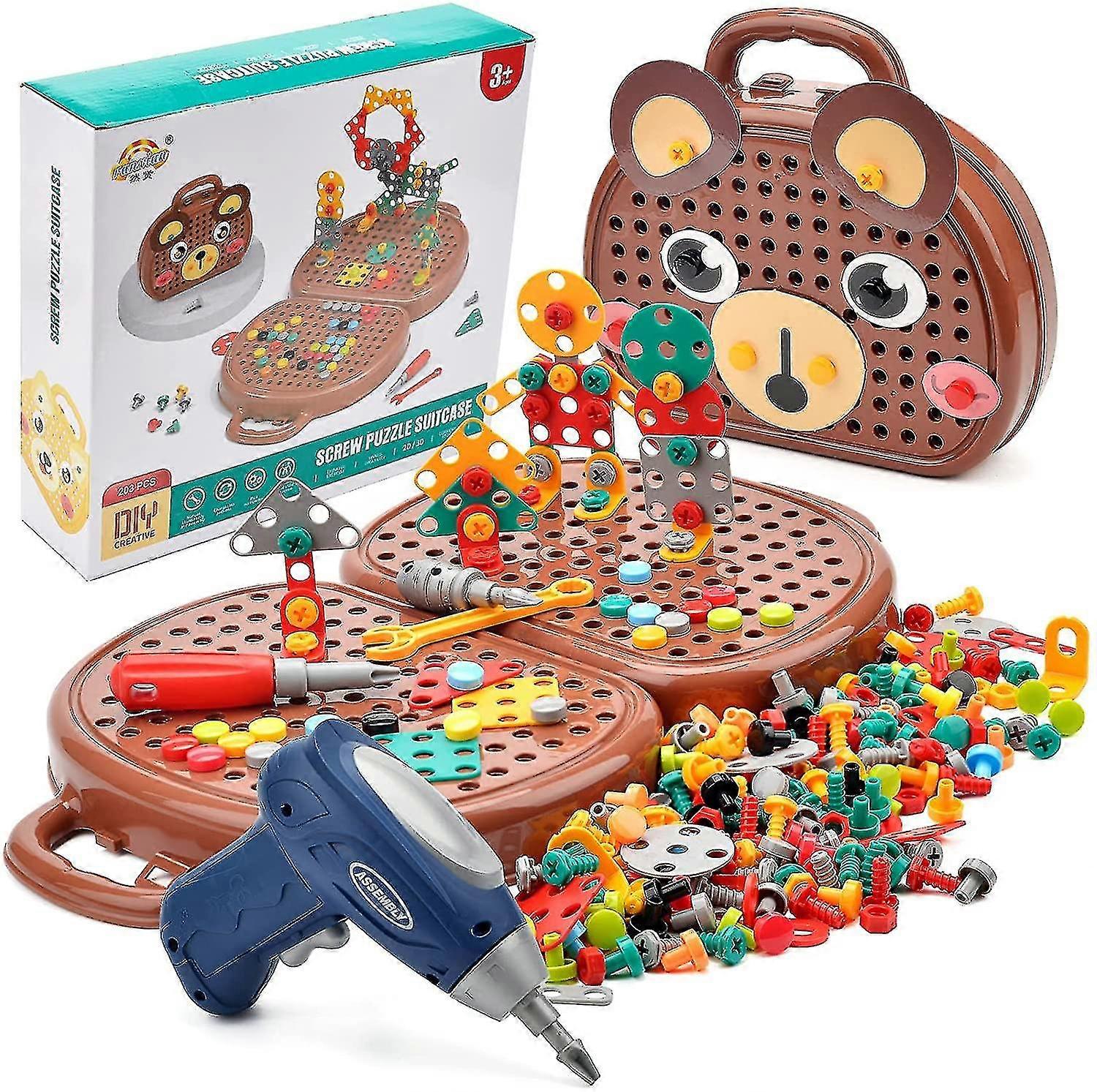 Creativity Tool Box Constructions Toys, 203pcs Toy,brown