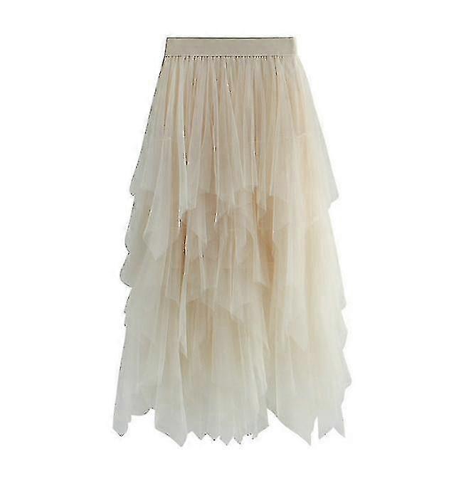 Women's Tulle Skirt High Low Asymmetrical Midi Tea-length Elastic Waist Tutu Skirts