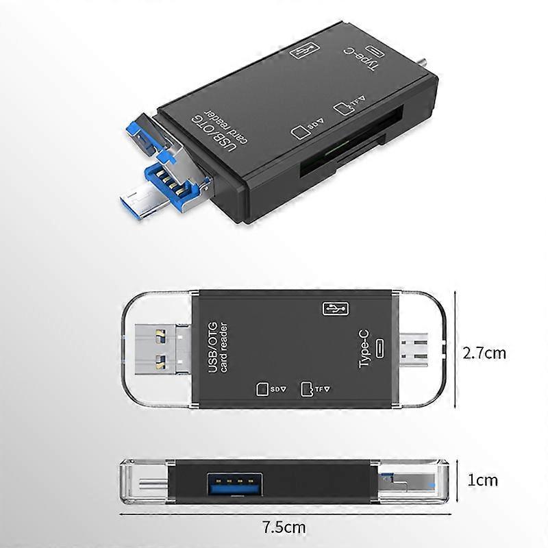 SD card reader 6 in 1, intelligent memory card reader, USB 2.0 TF / Micro SD, OTG, Flash drive adapter
