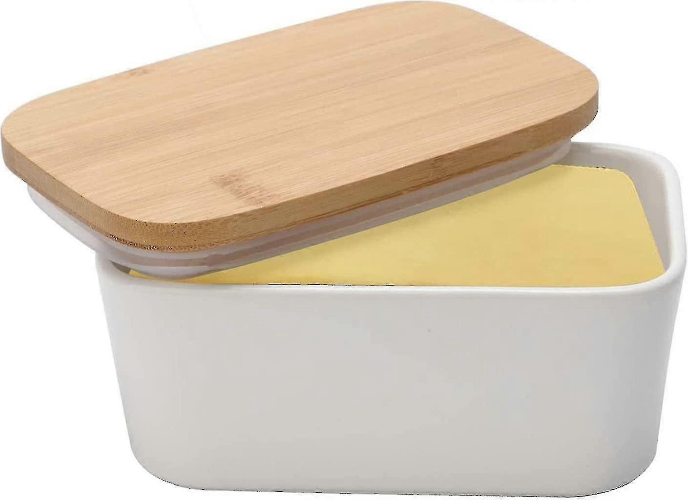 Porcelain Butter Dish With Lid 600ml Sealed Butter Dish Holds For Countertop Succinct Boxed Butter Keeper With Removable Silicone Seal For All Types O