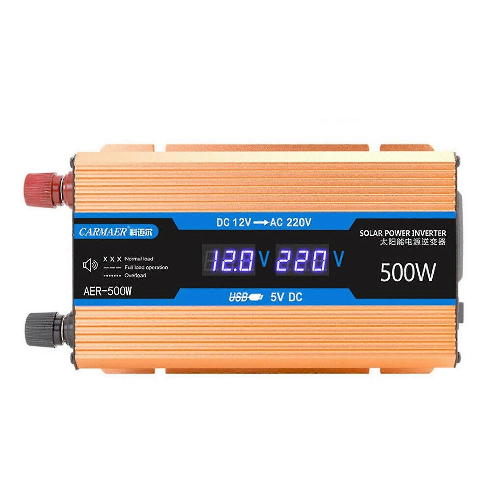 Modified sine wave solar power inverter 500w dc 12v to ac 220v usb 5v a high voltage low voltage input protection