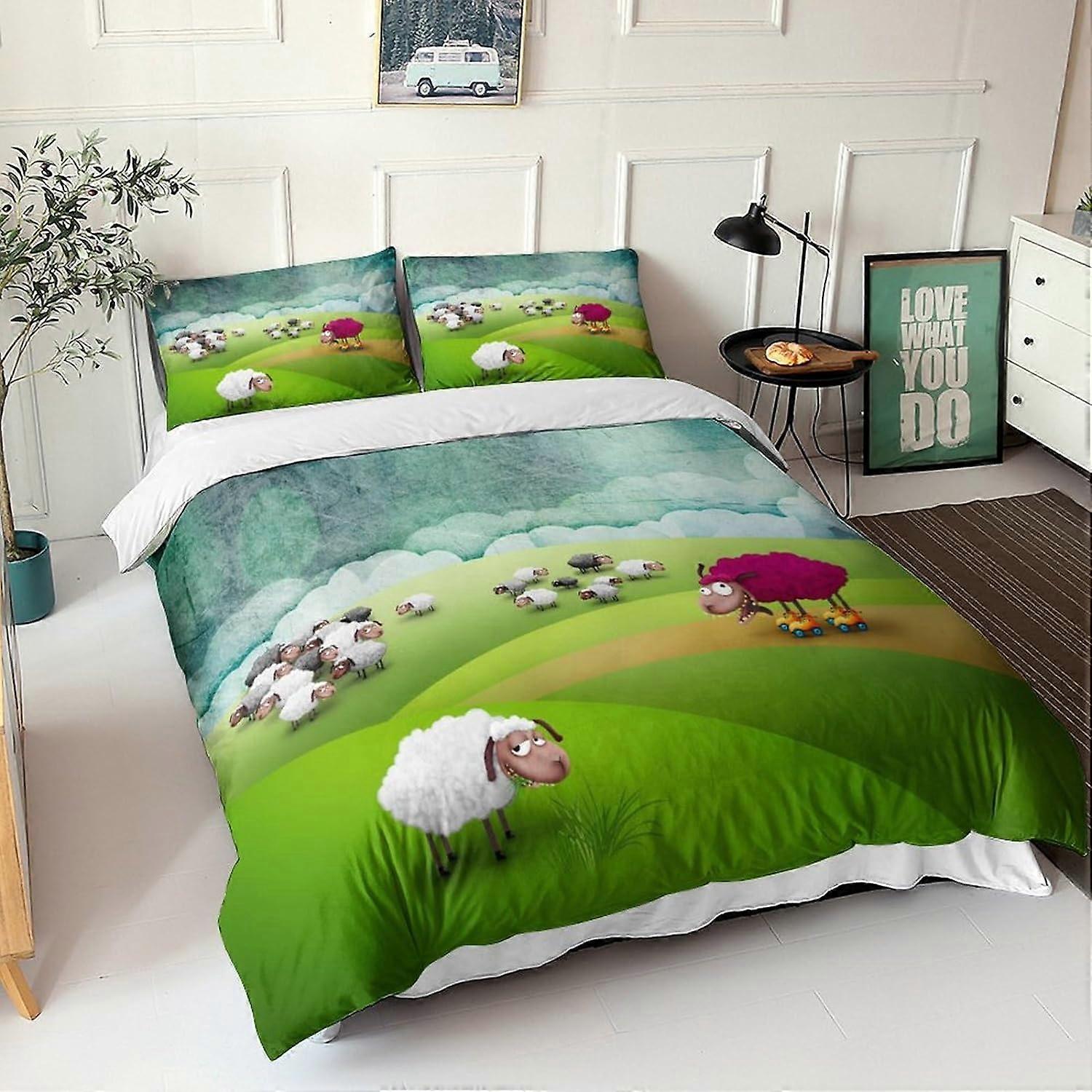 غطاء لحاف D مثير للاهتمام ، مجموعة مفروشات ذات نمط مطبوع بموضوع مبتكر D ، طقم فراش مع غطاء لحاف وقطعة وسادة ، للبالغين و 135 * 200 سم