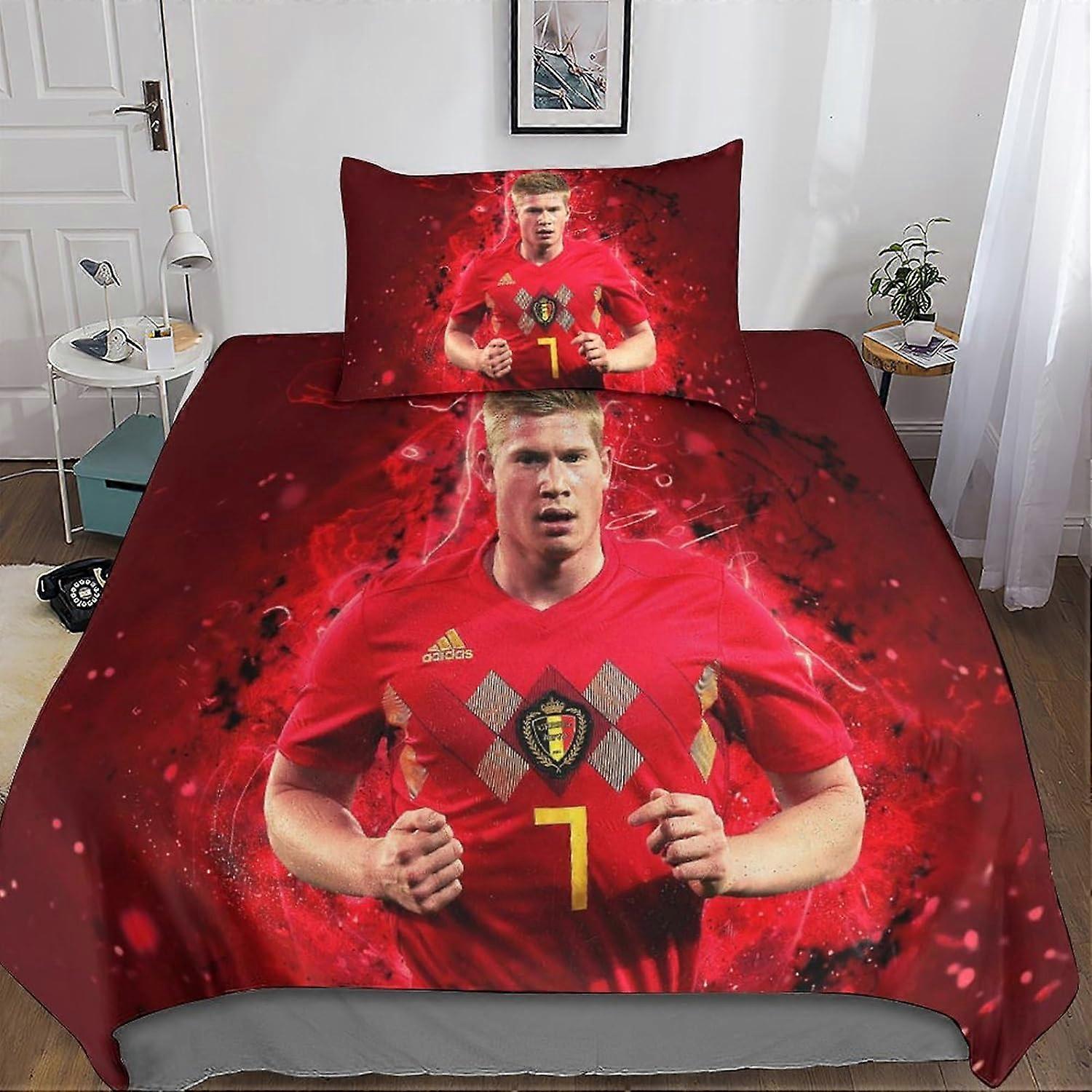 Kevin De Bruyne Duvet Cover Set, with Pillowcases Microfiber Bedding Set with Zipper Closure 2 Pieces for Teens and Adults Single