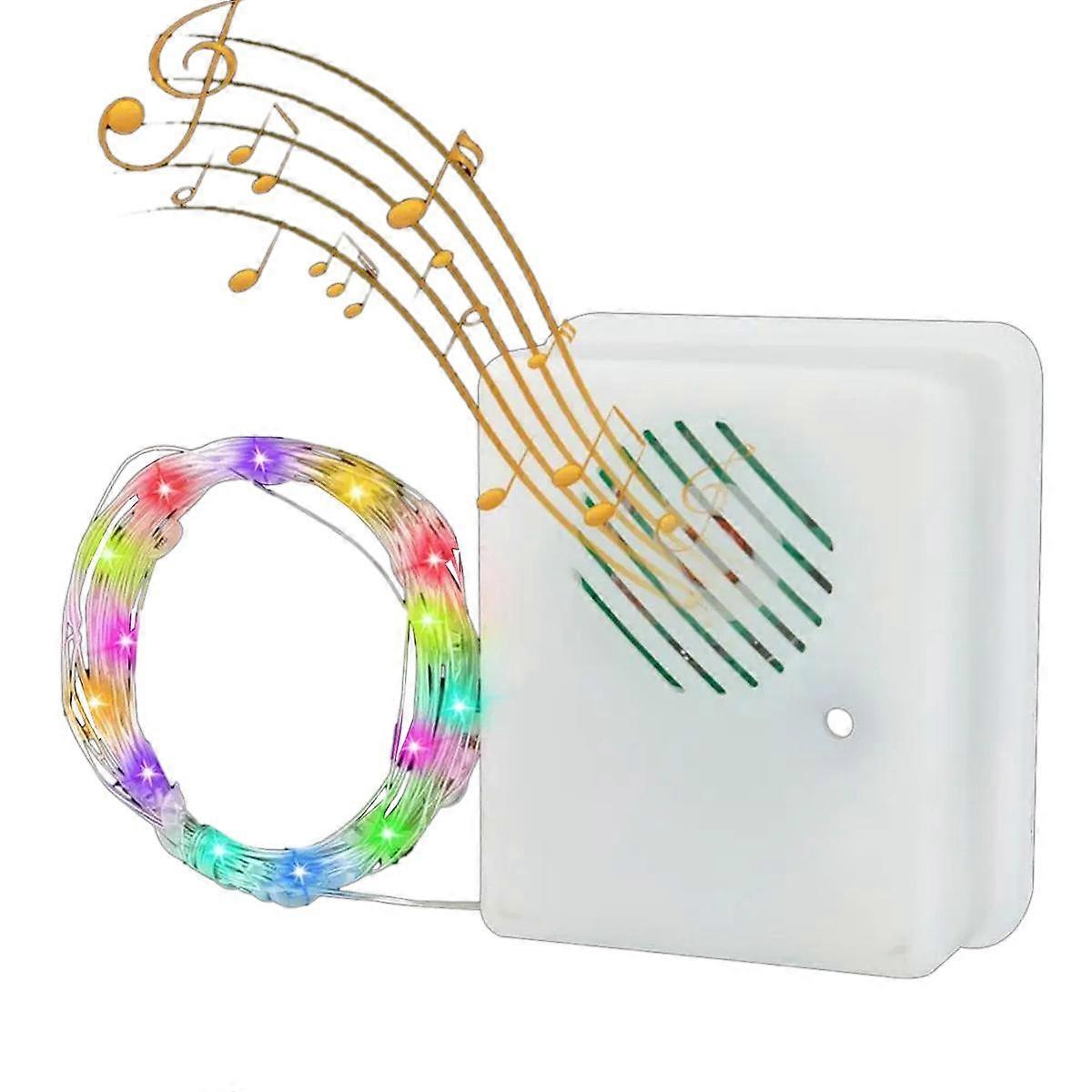 DIY Christmas Sound Sensor with LED String Decorative Lights Christmas Music Speaker for Party Xmas
