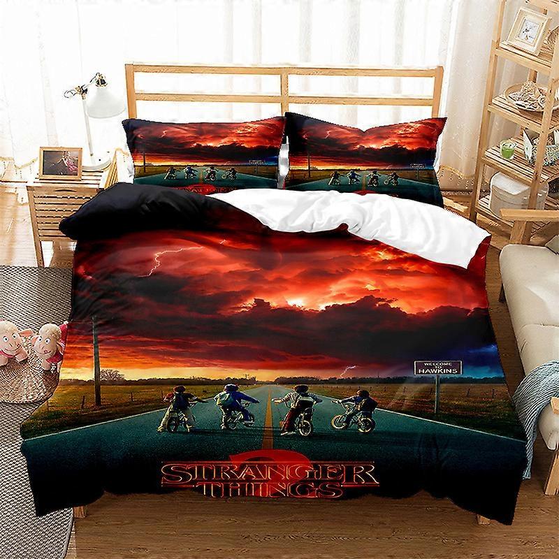 c903 Stranger Things frosted bedding 3-piece sheet and duvet set uu903