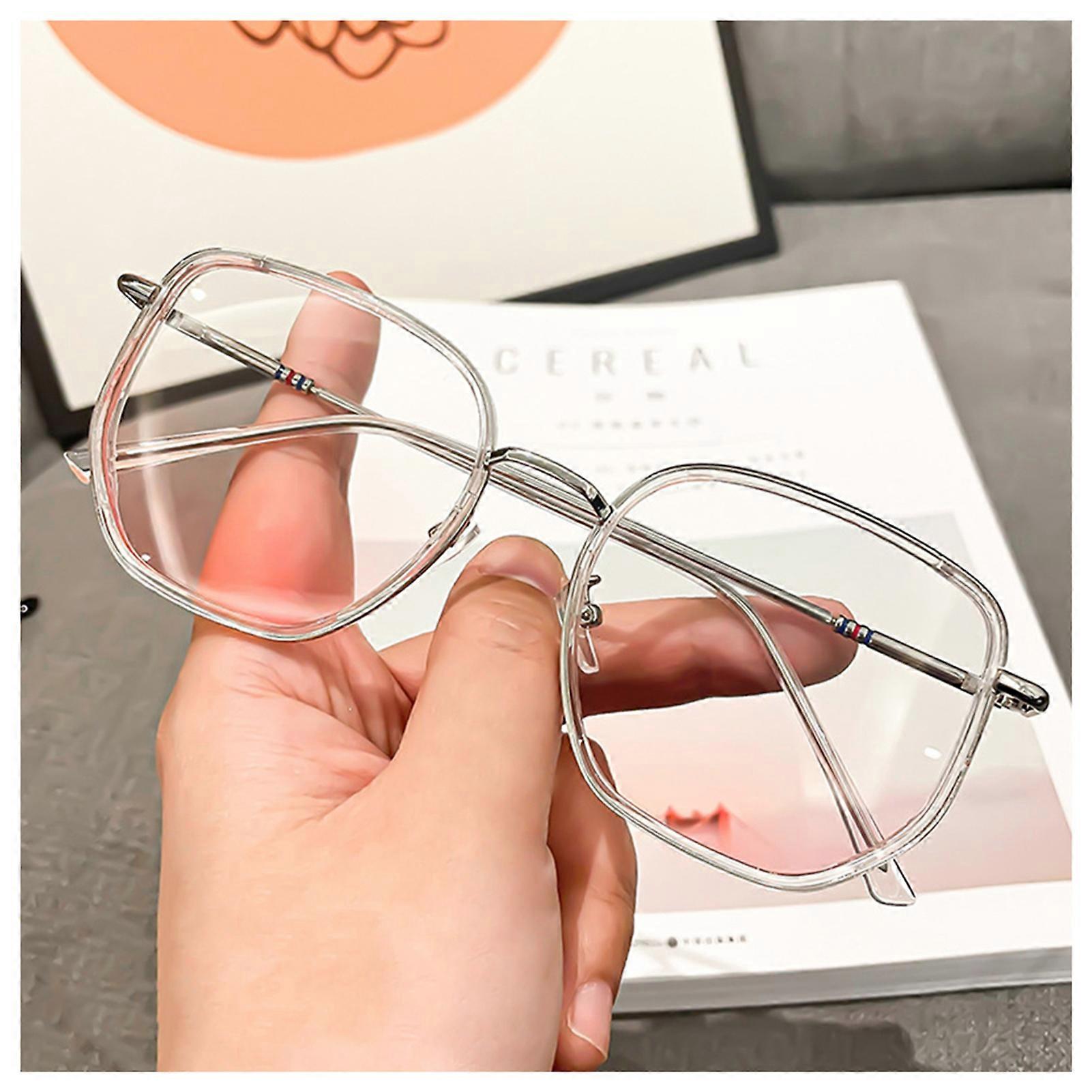 Decorative Glasses for Women Oversized Frame Gradient Pink Lens Eyeglasses