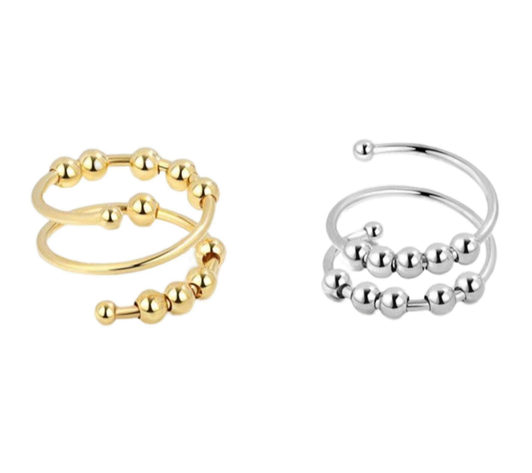 2pcs Adjable Anti-stress Rings With Swivel Beads