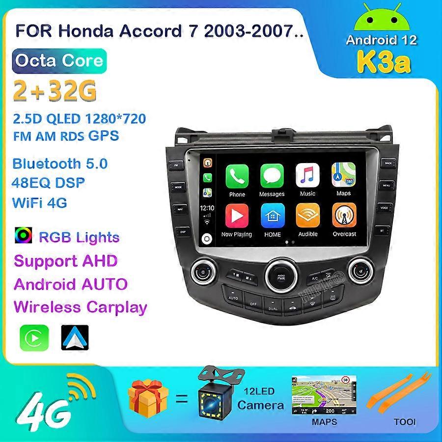 Android 12 2din Car Radio Multimedia video Player Navigation GPS IPS For Honda Accord 7 2003-2008 8 coreRDS Stereo receiver RDS