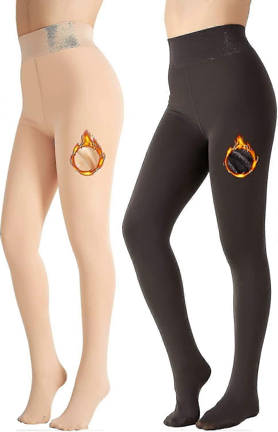 Fleeceforede leggings Kvinder Vintervarme Tykke Strømpebukser Termofløjlbukser Mavekontrol Blød Stretchy