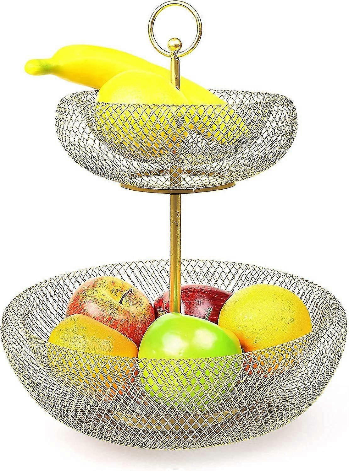 2-stufiger Obstkorb, Obstkorb - Einfache Installation - Gold