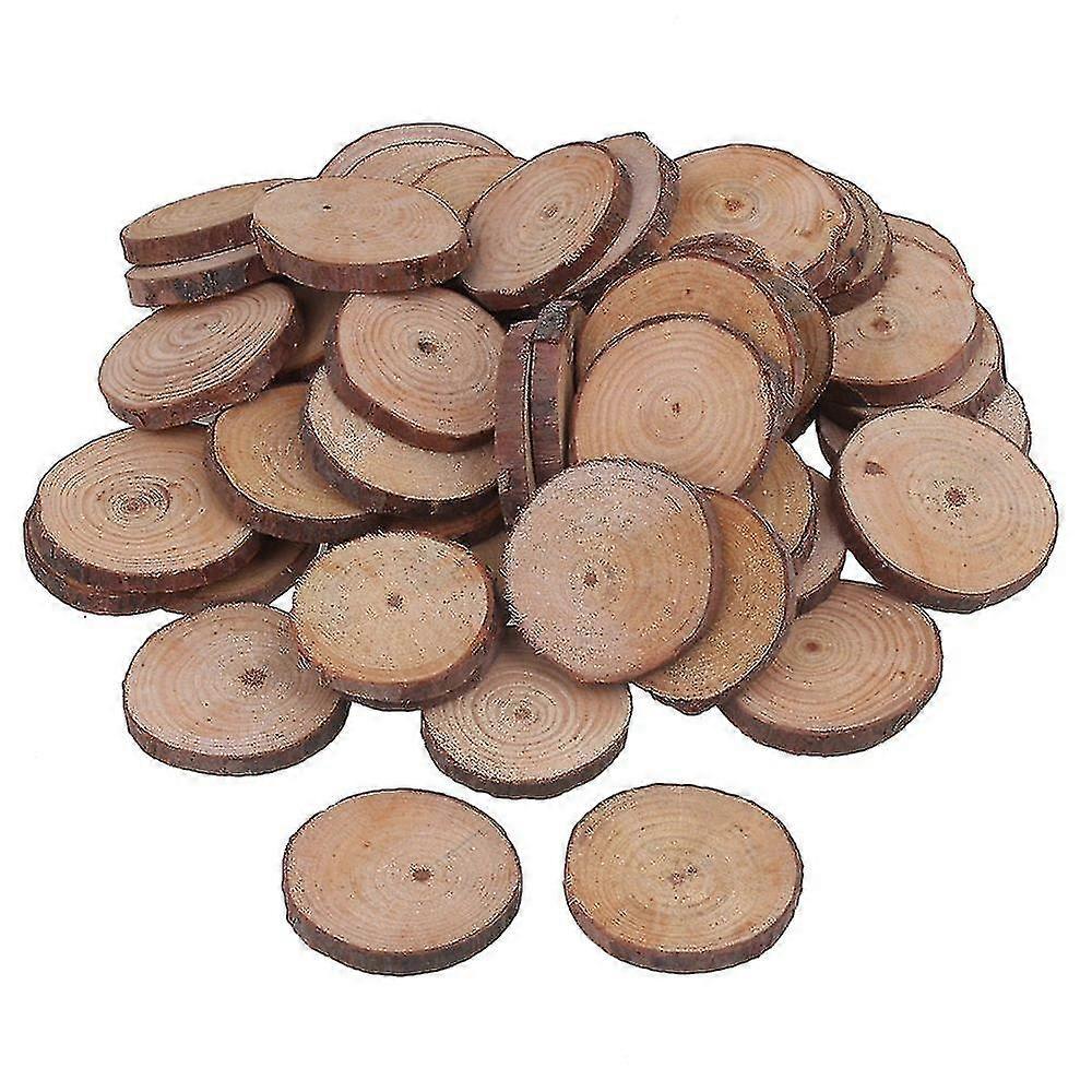 50pcs 3cm-4cm Wood Slices Round Log Discs For Arts & Crafts & Ornaments