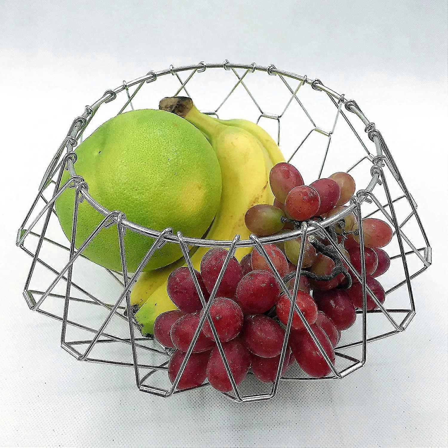 Wire Fruit Bowl Fruit Basket Stainless Steel Container Storage Magic Deformable Fruit Tray