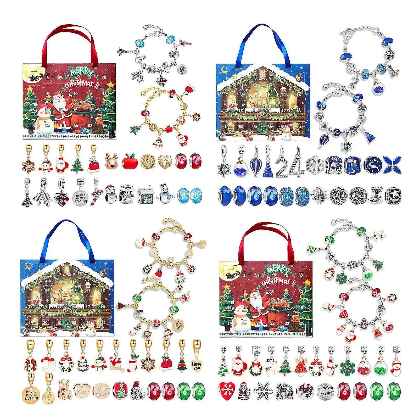 2023 Advent Calendar 2024 Χριστουγεννιάτικο ημερολόγιο Advent Bracelets Ημερολόγιο αντίστροφης μέτρησης Χριστουγεννιάτικο DIY κόσμημα Charm Making Set For Kid Christmas Themed Gift
