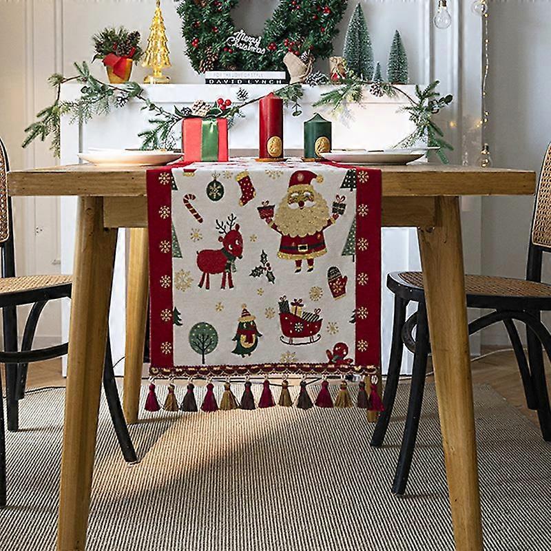 1PC Table Cover Xmas Decoration Festive Patterns with Santa Tree Snowman 35*160cm