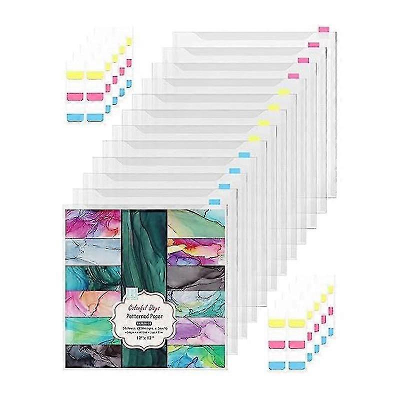 12Piece Scrapbook Paper Storage Box for 30.48 X 30.45 cm Papers with 60 Adhesive Index Tabs Waterpr