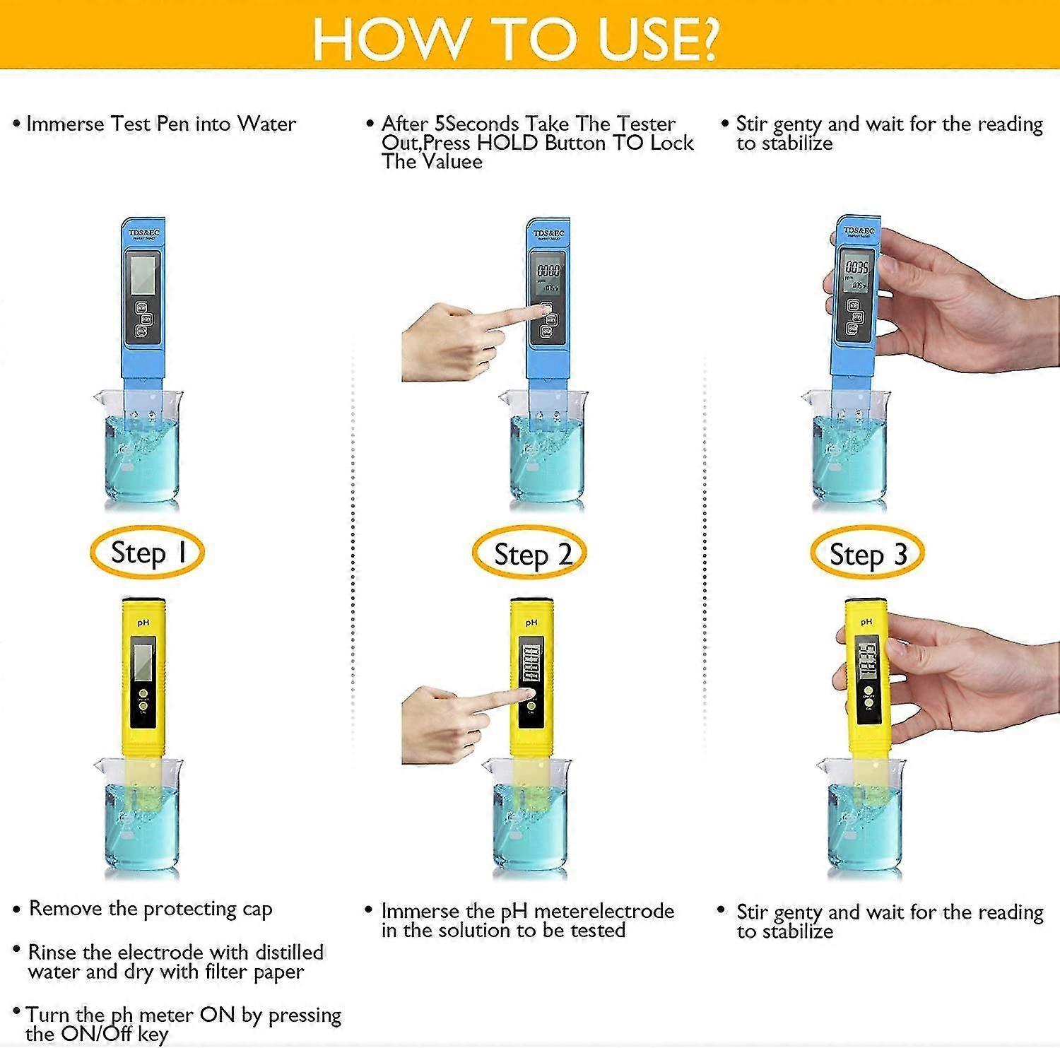 Water Quality Test Meter Tds Ph Ec Temperature 4 In 1 Set Digital Tester With Lcd Display Test For Swimming Pool, Aquarium