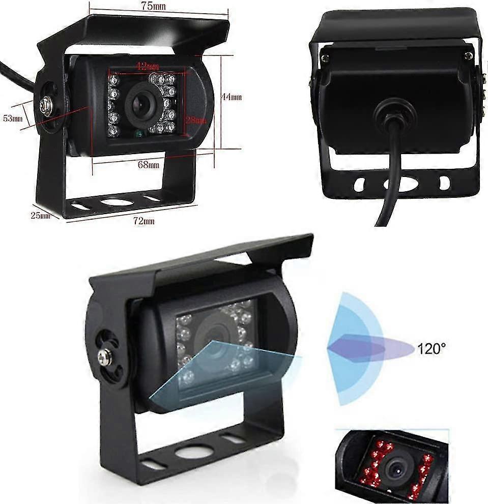 Caméra De Recul étanche 12-24V 4 Broches | Vision Nocturne Infrarouge 10-15 M | Angle 120° | Pour Camping-car, Camion, Remorque
