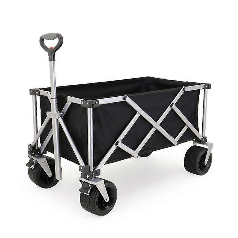 Collapsible Utility Wagon with Big All Terrain Wheels, Heavy Duty Foldable Wagon Grocery Folding Cart for Outdoor Garden Beach Sports