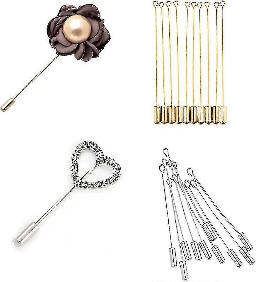 20 buc broșă pin bijuterii lucrate manual constatări ac lung ochi pin pentru rever eșarfă pălărie știfturi de siguranță cu capete dop (argint + auriu)