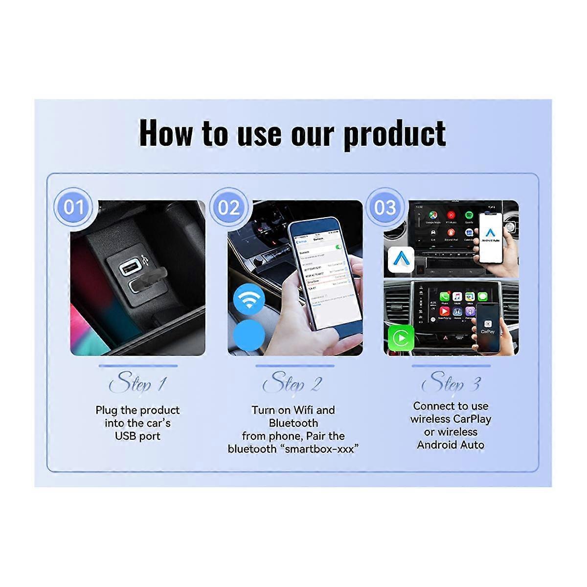 2in1 Wireless Carplay Adapter Android Auto for K5 Carnival Picanto Soul Seltos Telluride EV6