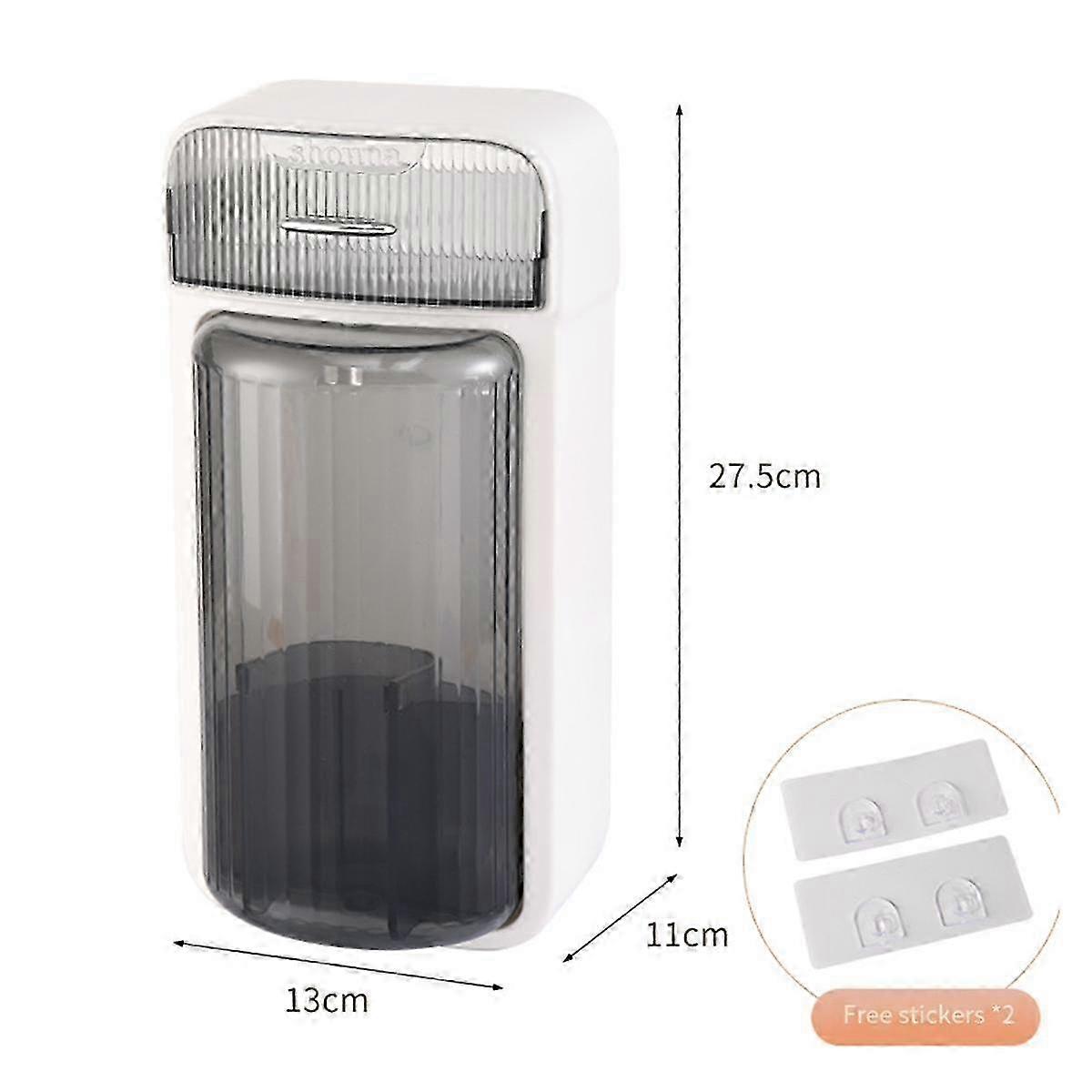 Makeup Brush Organizer,Compact Wall-Mounted Bathroom Shelf with Lid, with Drawer, 360Rotation, 4 Slots, Large Capacity