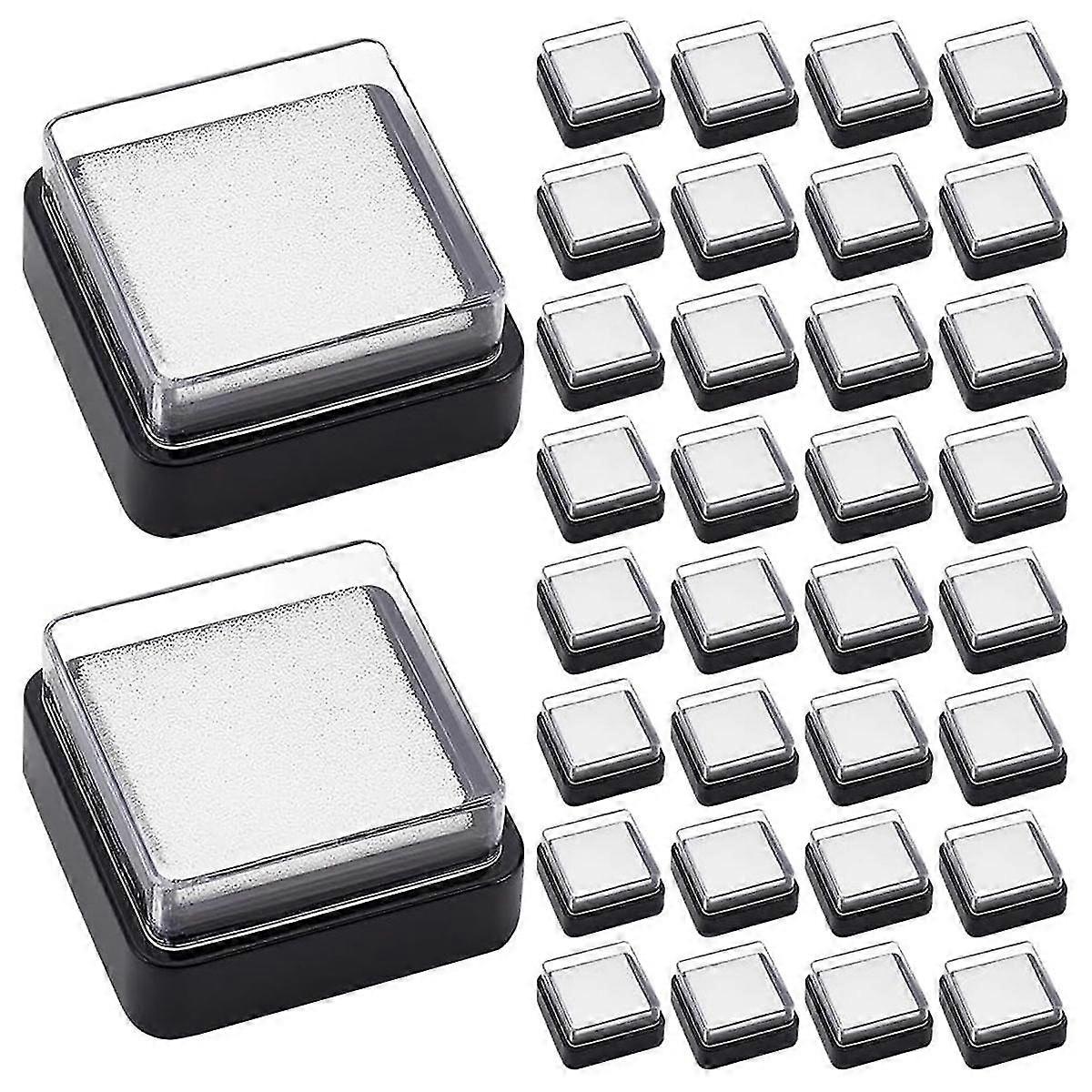 30pcs Empty Blank Ink Pad No Ink Mini Thumbprint Sponge Ink Stamp Pad Black Quick Drying Foam Uninked Pads