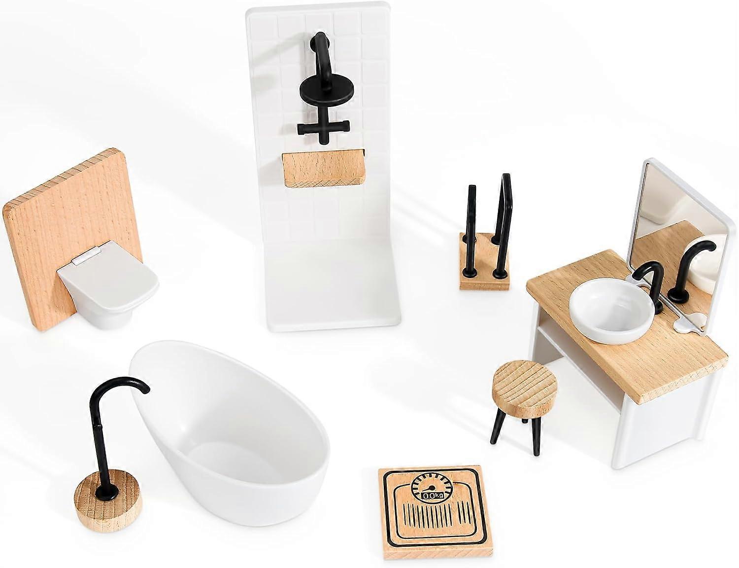 Dockhusmöbler Badrum Miniatyr Dockhus Träminiatyrmöbler Dockhusmöbler Dockhusmöbler