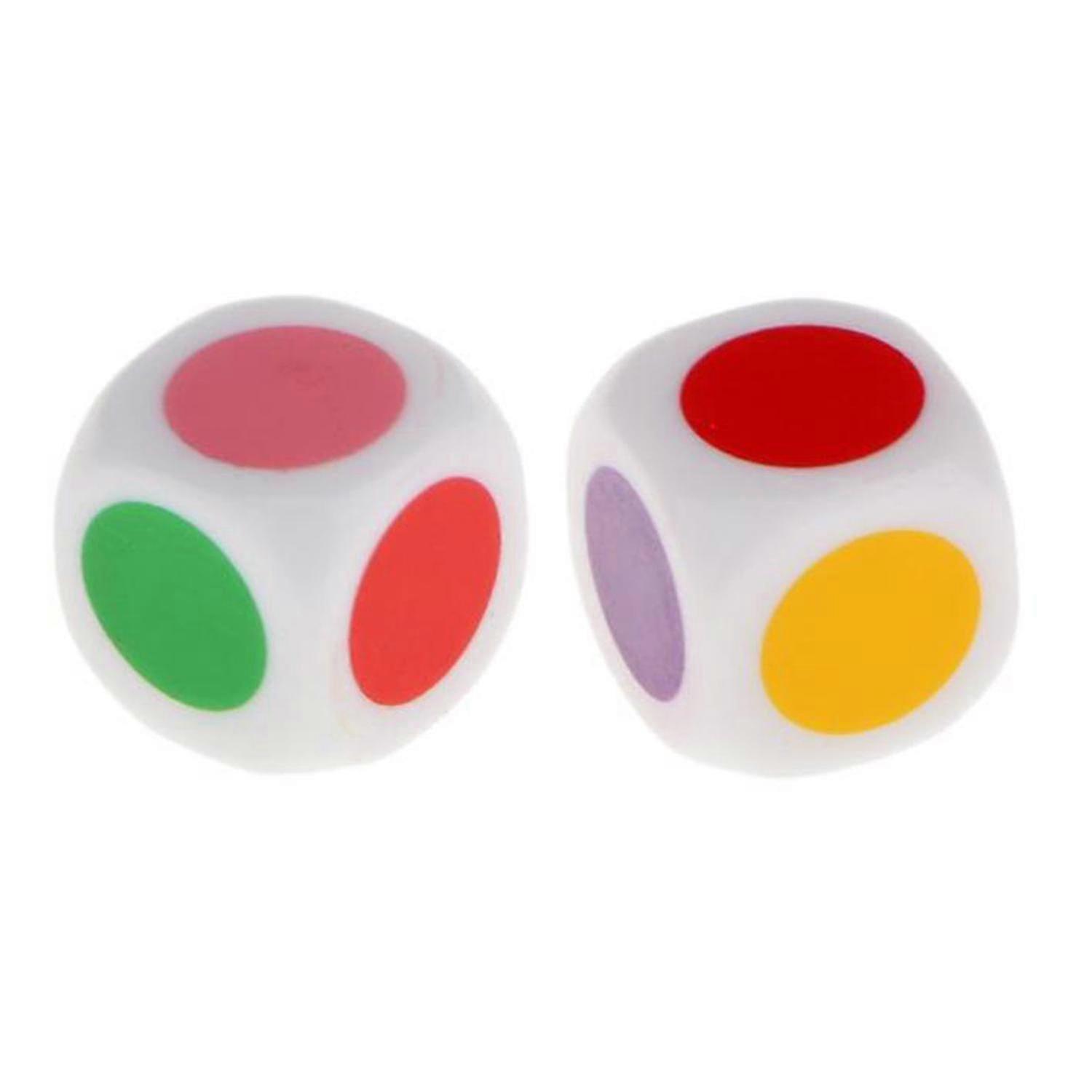 2 Pcs Dice 16mm Colorful Teaching Dice 6 Sided Smooth Edge Non-fading Board Games Wide Application