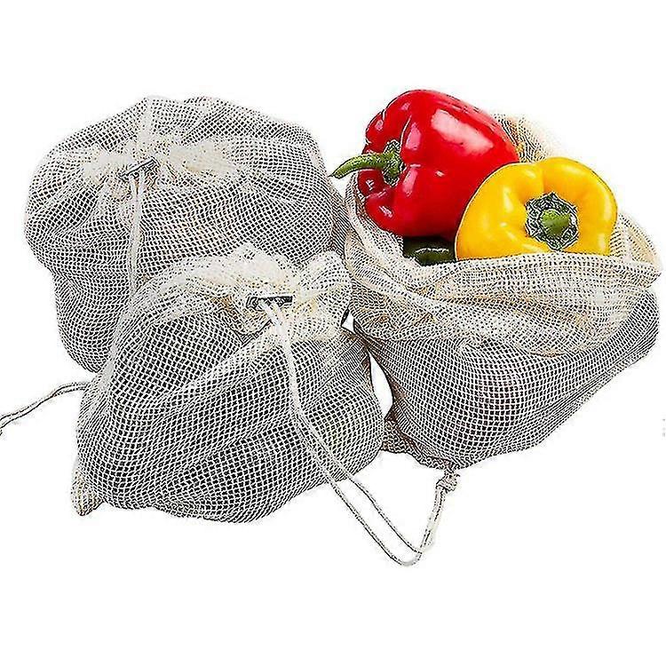 Reutilizabile produce pungi de bumbac lavabile cu tare Greutate | Mesh reutilizabile produce pungi