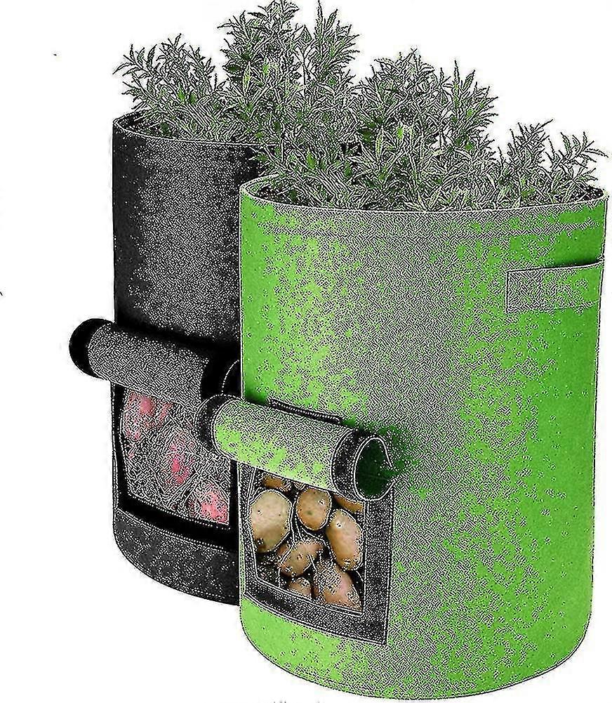 ポテトグローバッグ(2個)-家庭菜園用の不織布野菜植え付けバッグ
