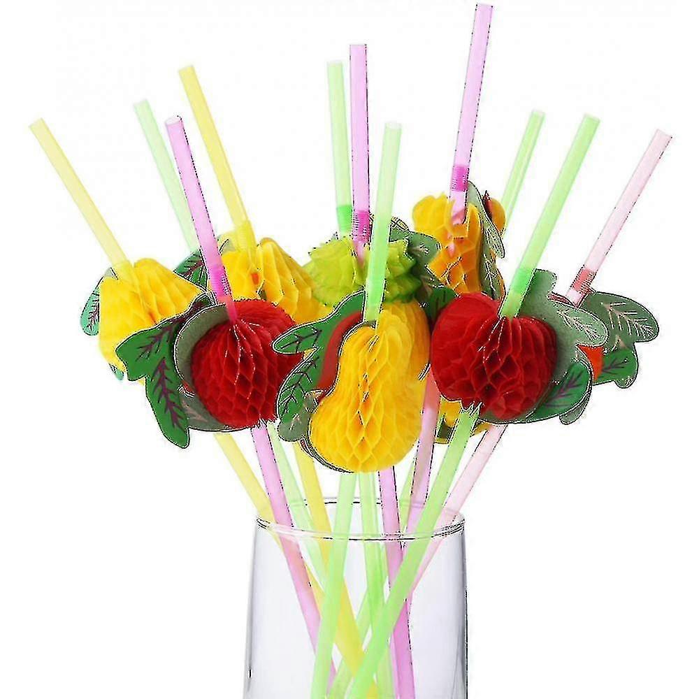 50 Pcs Umbrella And Fruit Parasol Drinking Straws,cocktail Decorations