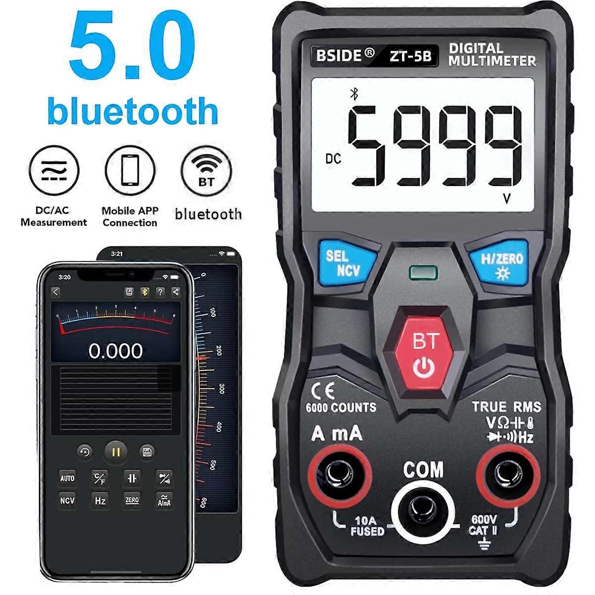 600V Digital Multimeter Ture RMS AC DC NCV Smart Multimetro Tester Ohm Capacitance Hz Voltage Meter with Flashlight