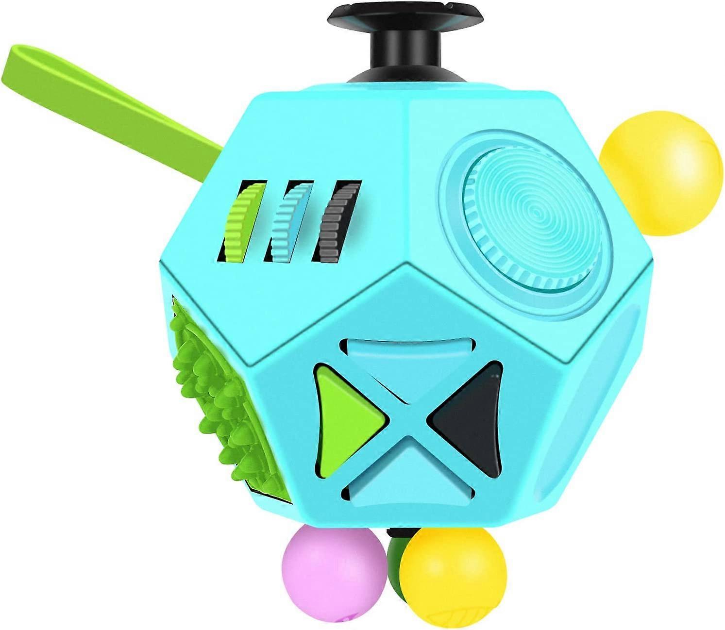 Fidget Cube, 12 strán Prémiová kvalita Fidget Cube Antidekompresná zmierňuje stres a úzkosť pri ADD, ADHD, OCDSky modrá