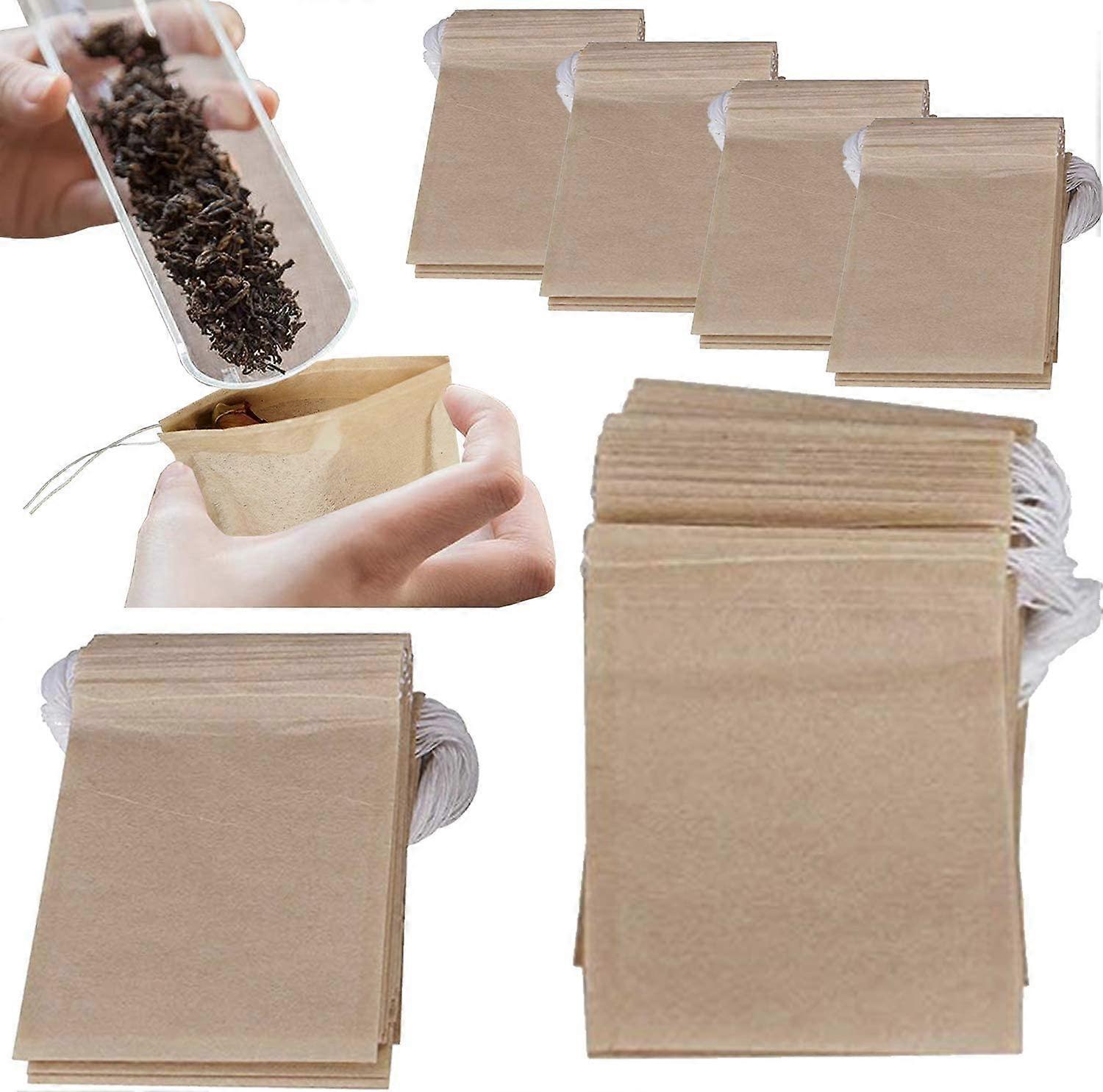 600 Pcs Tea Bags Disposable Tea Filter Bags Natural Unbleached Paper Drawstring Empty Tea Bags for Loose Tea and Coffee (7 x 9 cm)