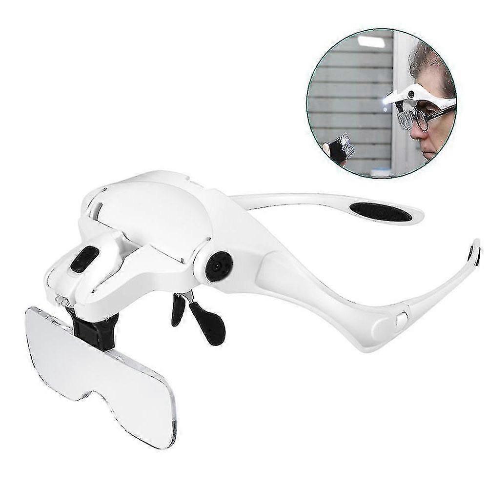Head Magnifying Glasses Hands Free Magnifier Head-mounted 5 Interchangeable Lenses