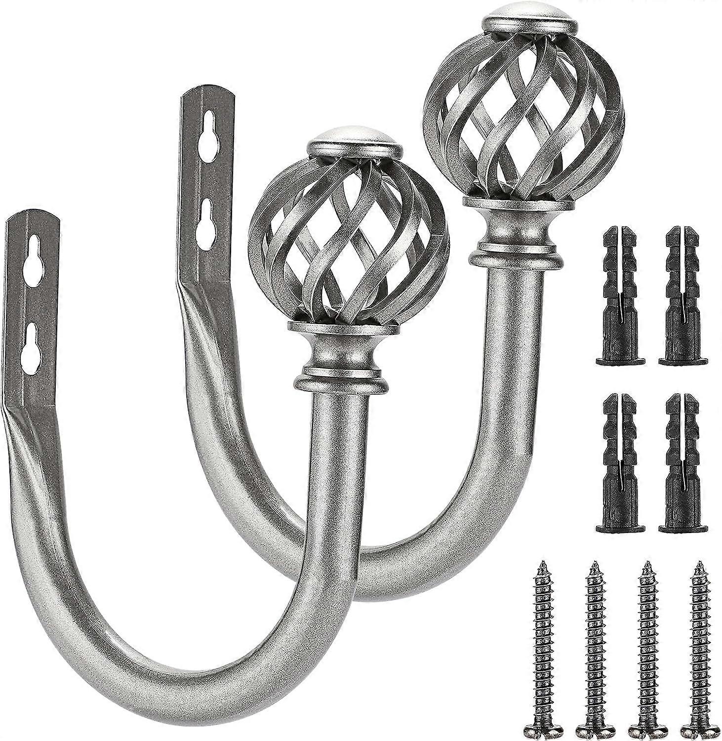 Set of 2 Curtain Hooks Drapery Holdbacks, Decorative Nest Hollow Curtain Holder Wall Hook Tassel Curtain Tiebacks, Grey