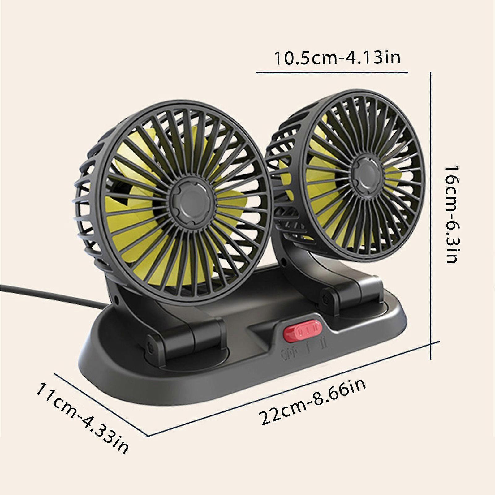 Car Fan 360 Adjustabl Dual Head Air-Vent Brushless Motor Vehicle Fan Low Noise For Car