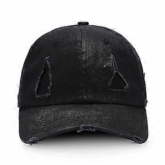 Cap Casual Retro Shading Distress Torn Cap Size:One Size(Black)