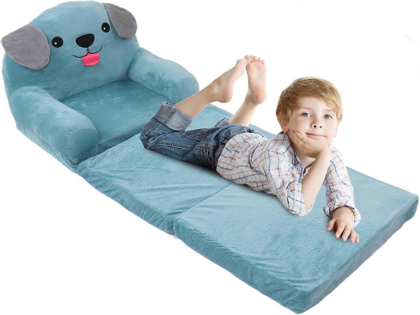 Canapé Pliant Enfant Motif Dessins Animés | Peluche Doux 3 Positions Inclinables | Siège Portable Lecture Repos Économie D'Espace
