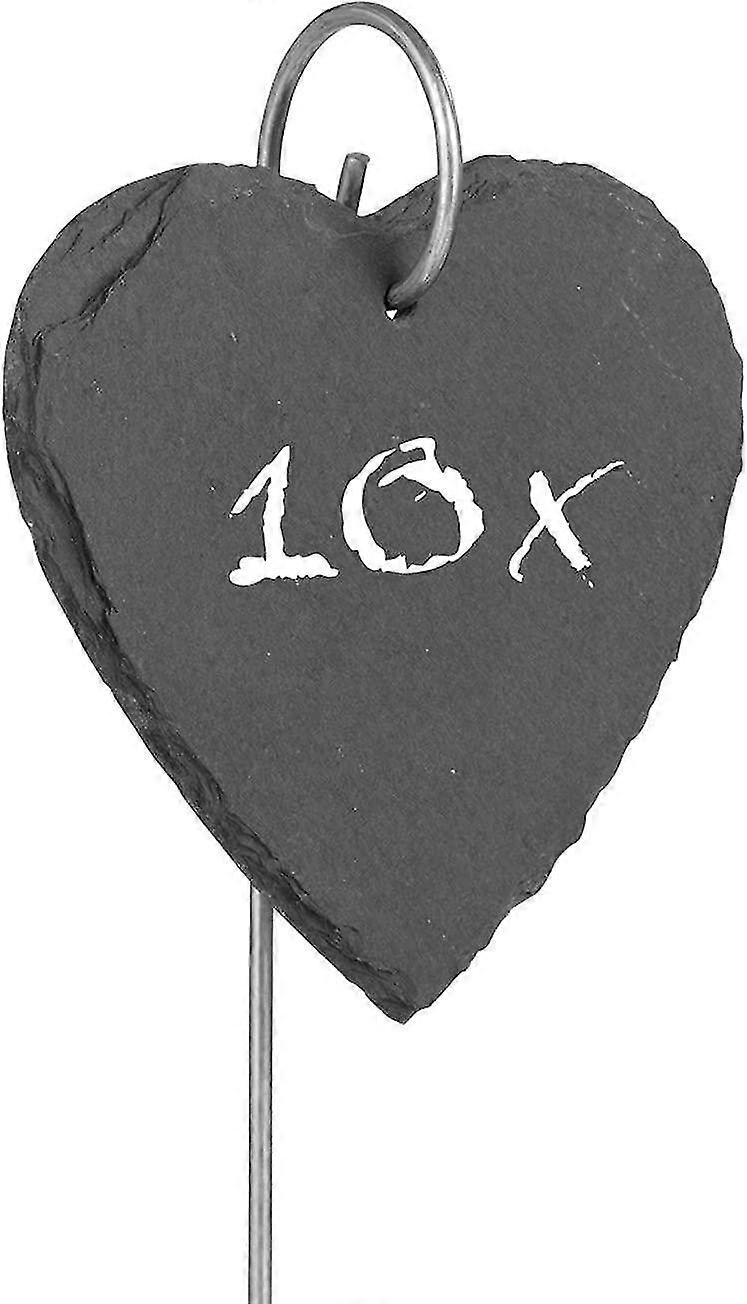 Sada 10 břidlicových rostlinných destičekIndividuální popisování rostlin a bylin10 x 10 x 0,5 cm [tvar srdce]