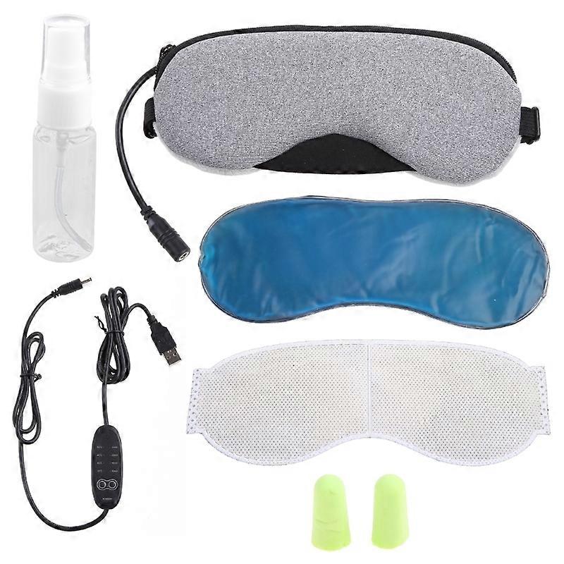 Electric Heated Eye Mask for Sleeping USB Warm Steam Dry Eyes Masks 4 Levels Heating Temperature for Time Setting