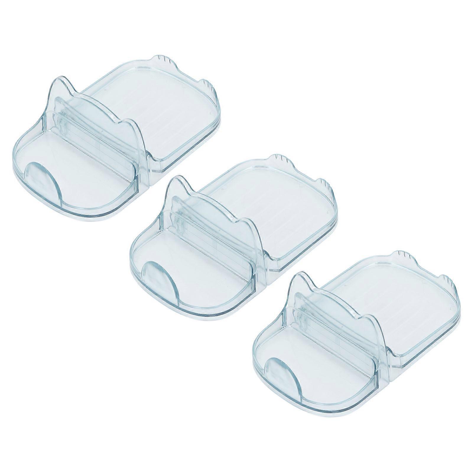 Desktop Pot Lid Holder 3pcs Space Saving Drainable Plastic Kitchen Cookware Storage Transparent Blue