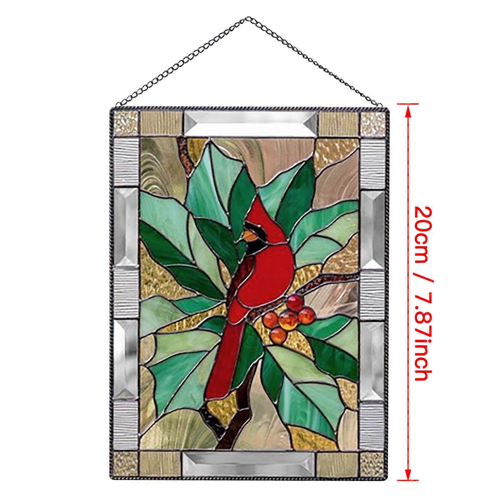 Stained Glass Window Panel for Wall Decoration featuring Cardinal Design